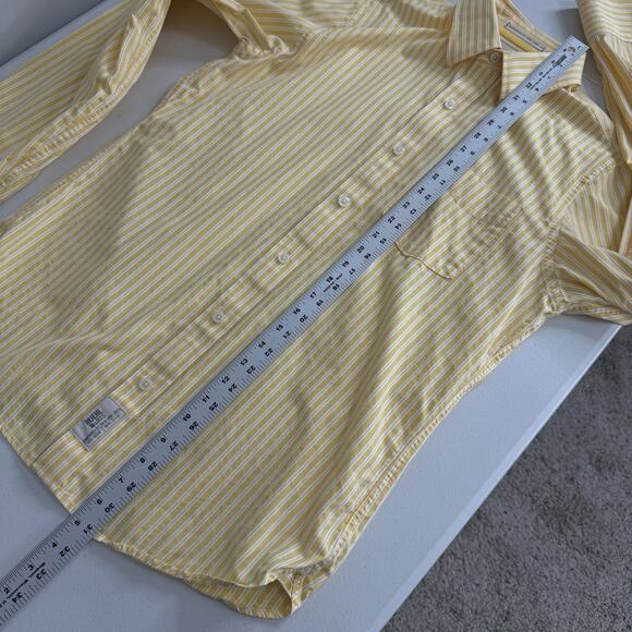 Ruehl 925 Mens Shirt Medium Yellow 100% Cotton Striped Oxford Prep Y2K Old Money - Picture 6 of 15
